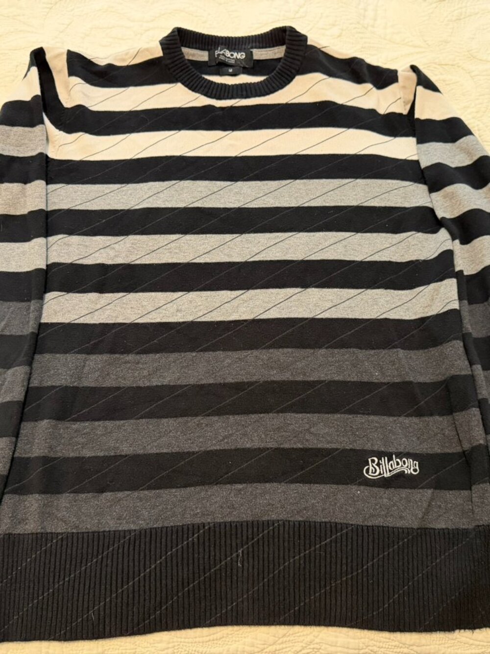 Billabong Striped Knit Crewneck Sweater Size M